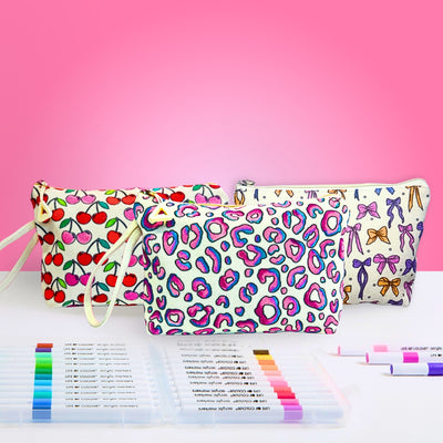 DIY Essentials Pouch Bundle of 3 - Leopard Print, Bows and Cherry