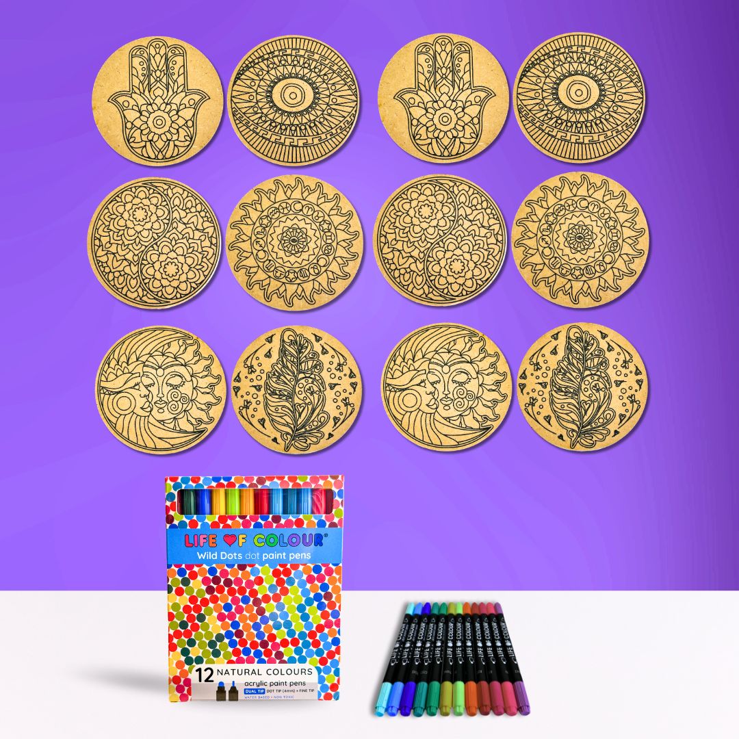 Life of Colour Mystical Coaster Painting Kit - Set of 12