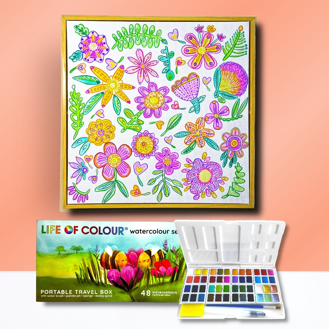 Canvas and Frame Painting Kit - Spring Flowers