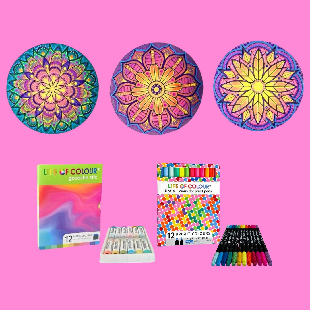 Life of Colour Mini Mandala Painting Kit Bundle of 3 (Group 1)