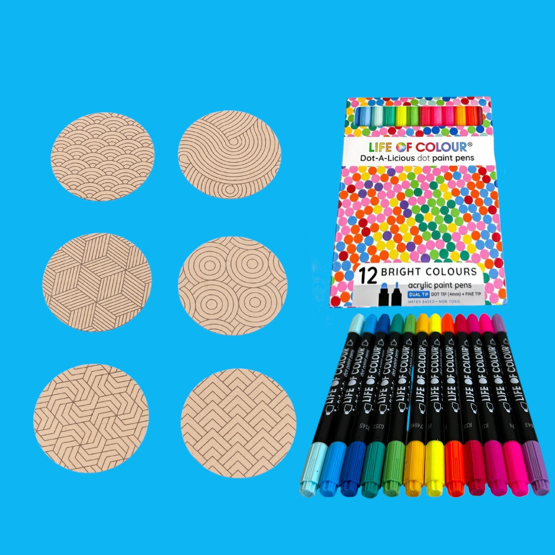 Life of Colour Zendoodle Coaster Kit - Set of 6
