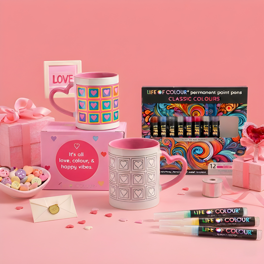 "Cup of Love" DIY Mug Painting Kit - Square Hearts Design