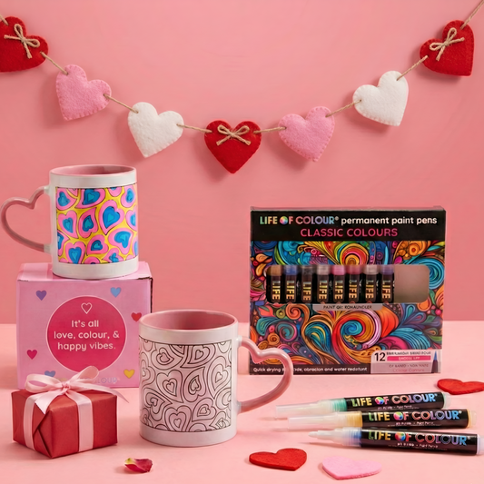 "Cup of Love" DIY Mug Painting Kit - Curvy Hearts Design